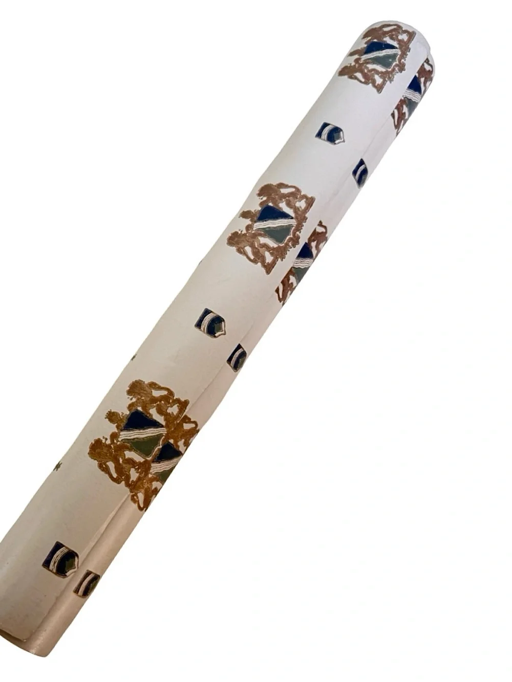 Vintage Hand Blocked Wallpaper European Coat of Arms Royalty Rare Find Historic